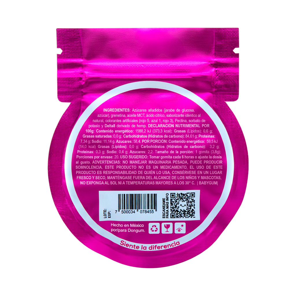 BabyGum | Delta 8  | 25 mg/pza | 5 piezas