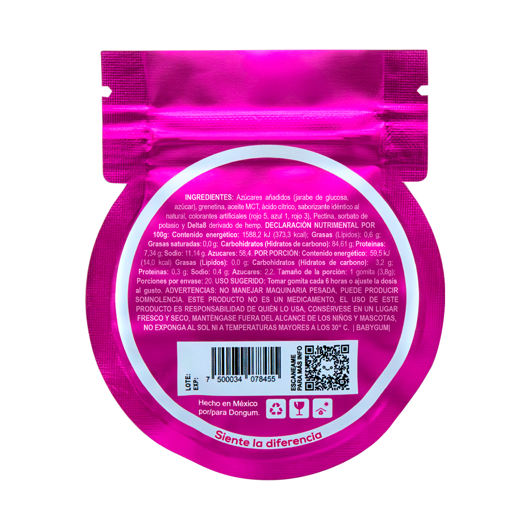 BabyGum | Delta 8  | 25 mg/pza | 5 piezas